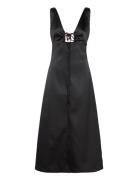 Double Satin Halter-Neck Dress Polvipituinen Mekko Black Ganni