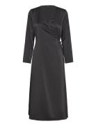 Onlthalia L/S Wrap Midi Dress Bf Ptm Polvipituinen Mekko Black ONLY