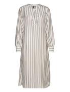 Relaxed V-Neck Stripe Caftan Polvipituinen Mekko Cream GANT