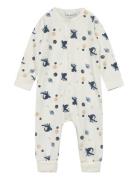 Nightsuit W. Aop Pyjama Sie Jumpsuit Haalari Cream CeLaVi