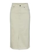 Yasdomana Hw Midi Denim Skirt S. Polvipituinen Hame Cream YAS