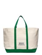 Logo-Embroidered Canvas Tote Shopper Laukku Green Polo Ralph Lauren