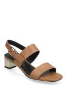 Th Hardware Mid Heel Korolliset Sandaalit Beige Tommy Hilfiger