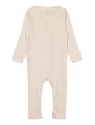 Romper Ls Rib Pitkähihainen Body Beige Fixoni