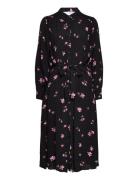 Slfwalda Ls Aop Midi Dress Noos Polvipituinen Mekko Black Selected Fem...