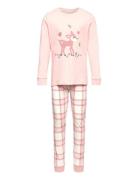 Pajama Placment Check Pyjamasetti Pyjama Pink Lindex