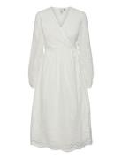 Yasluma Ls Long Wrap Dress S. Noos Polvipituinen Mekko White YAS