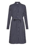 Fluid Viscose Crepe Knee Dress Polvipituinen Mekko Navy Tommy Hilfiger