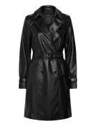 Leather-Effect Trench Coat Trenssi Takki Black Mango