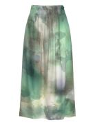 Cortona Printed Satin Skirt Polvipituinen Hame Green Tamaris Apparel