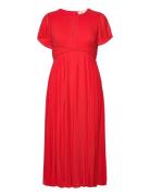 Pleated Vneck Midi Drs Polvipituinen Mekko Red Michael Kors