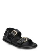 Le Alli Green Leather Sandals Matalapohjaiset Sandaalit Black ALOHAS