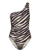 Animal Print Swimsuit Uimapuku Uima-asut Beige Mango