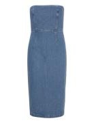 Vanda Denim Midi Dress Polvipituinen Mekko Blue Bardot