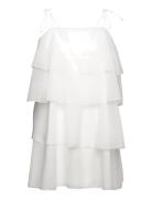 Organza Frill Mini Dress Lyhyt Mekko Cream Gina Tricot