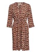 Crruna Dress - Zally Fit Polvipituinen Mekko Brown Cream