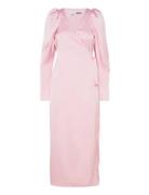 Satin Midi Wrap Dress Polvipituinen Mekko Pink ROTATE Birger Christens...