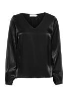 Crsally Ls Blouse Tops Blouses Long-sleeved Black Cream