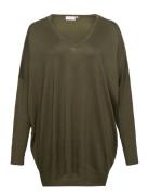 Kcmachi Knit Pullover Tops Knitwear Jumpers Khaki Green Kaffe Curve