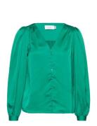 Viellette V-Neck L/S Shirt/Su - Tops Blouses Long-sleeved Green Vila