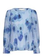 Desdraiw Blouse Tops Blouses Long-sleeved Blue InWear