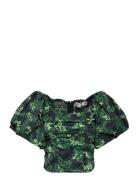 Omaiagz P Off Shoulder Top Tops Blouses Short-sleeved Green Gestuz