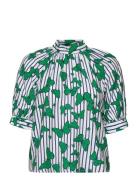 Blouse Majken Print Tops Blouses Short-sleeved Green Lindex