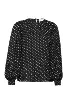 Monica Blouse Tops Blouses Long-sleeved Black Lollys Laundry