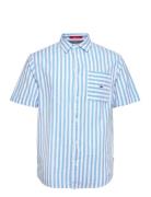 Tjm Rlx Ss Stripe Linen Shirt Tops Shirts Short-sleeved Blue Tommy Jea...