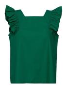 2Nd Franca Tt - Crispy Poplin Tops Blouses Short-sleeved Green 2NDDAY