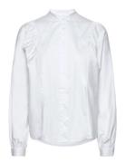 Lr-Isla Solid Tops Shirts Long-sleeved White Levete Room