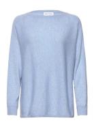 Boat Neck Loose Sweater Tops Knitwear Jumpers Blue Davida Cashmere