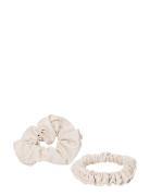 Vegan Scrunchie Big And Small 2-Pack Cream Accessories Hair Accessorie...