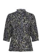 River Blouse Tops Blouses Long-sleeved Navy ODD MOLLY