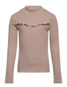 T-Shirt Rib Ls Rosetta Tops T-shirts Long-sleeved T-shirts Beige Wheat