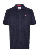 Tjm Rlx Ss Towelling Camp Shirt Tops Shirts Short-sleeved Navy Tommy J...