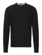 Structured Doublelayer Knit Tops Knitwear Round Necks Black Tom Tailor