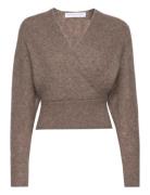 Mohair Cross-Over Sweater Tops Knitwear Jumpers Brown Cathrine Hammel