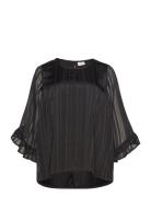 Carfloor L/S Frill Top Wvn Tops Blouses Short-sleeved Black ONLY Carma...