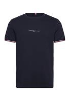 Tommy Logo Tipped Tee Tops T-shirts Short-sleeved Navy Tommy Hilfiger