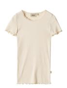 Rib T-Shirt S/S Katie Tops T-shirts Short-sleeved Cream Wheat