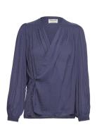 Tenew Satin Zv Tops Blouses Long-sleeved Navy Zadig & Voltaire