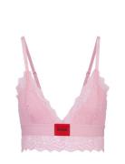 Triangle Padded Lace Lingerie Bras & Tops Soft Bras Bralette Pink HUGO