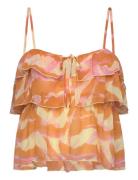 Recycled Chiffon Strap Top Tops Blouses Sleeveless Orange Rosemunde