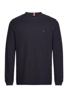 Textured Ls Tee Tops T-shirts Long-sleeved Navy Tommy Hilfiger