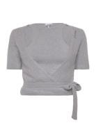 Brushed Alpaca Tops Blouses Short-sleeved Grey Ganni