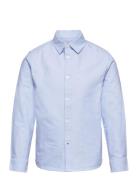 Oxford Cotton Shirt Tops Shirts Long-sleeved Shirts Blue Mango