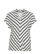 Vistraba V-Neck S/L Top/R Tops Blouses Short-sleeved White Vila