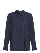 Hazel Top Tops Blouses Long-sleeved Navy Reiss