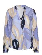 Cisna V-Neck Blouse Aop Tops Blouses Long-sleeved Blue Tamaris Apparel